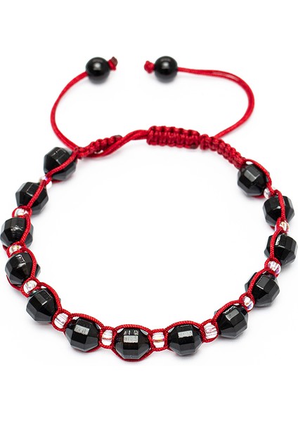 Makrome Örgülü Faset Kesim Oniks Doğaltaş Kadın Bileklik