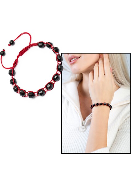 Makrome Örgülü Faset Kesim Oniks Doğaltaş Kadın Bileklik fiyatları