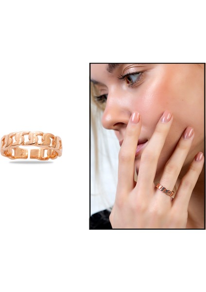 Gurmet Tasarım Rose Renk Free Size 925 Ayar Gümüş Kadın Yüzük fiyatları