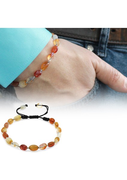 Makrome Örgülü Naturel Kesim Akik Doğaltaş Erkek Bileklik fiyatları