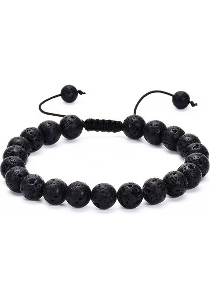 Makrome Örgülü Küre Kesim Lav Doğaltaş Erkek Bileklik fiyatları