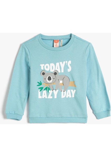 4Wmb10065Tk 648 Mavi Erkek Bebek Pamuk Jersey Sweatshirt