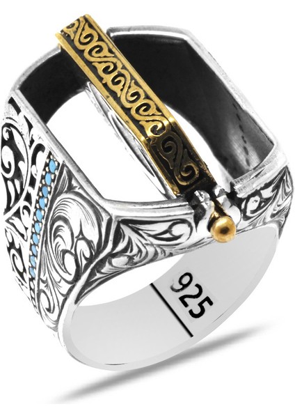 Çift Taraflı Ayyıldız&mühr-I Süleyman Işlemeli 925 Ayar Gümüş Erkek Yüzük fırsatları