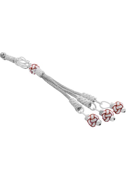 Kırmızı-Beyaz Renk Bakır Kaplama Üçlü Top Kazaz Püskül