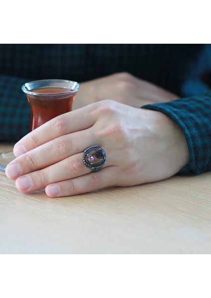 Faset Kesim Zultanit Taşlı Yanları Mikro Taş Mıhlamalı Dikit Detaylı 925 Ayar Gümüş Erkek Yüzük modelleri