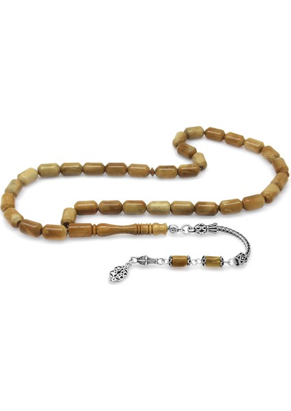 925 Ayar Gümüş Püsküllü Kapsül Kesim Açık Renk Kuka Tesbih fiyatları