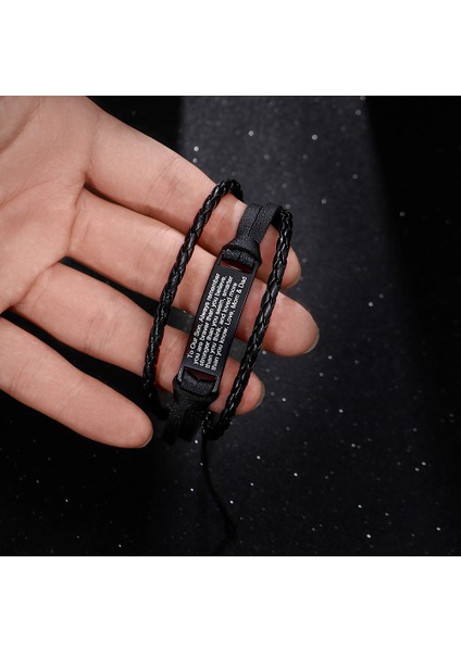 Çok Katmanlı Gerçek Deri Tasarım Çelik Plaka Üzeri Erkek Çocuğa Nasihat Yazılı Erkek Bileklik fiyatları