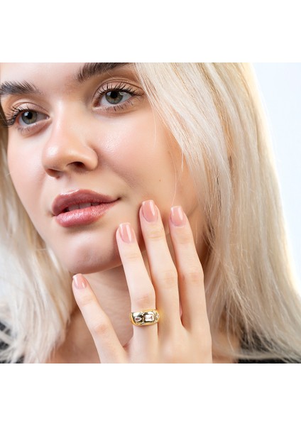 Su Damlası - Yıldız Süslemeli Silver Renk Free Size 925 Ayar Gümüş Kadın Yüzük modelleri