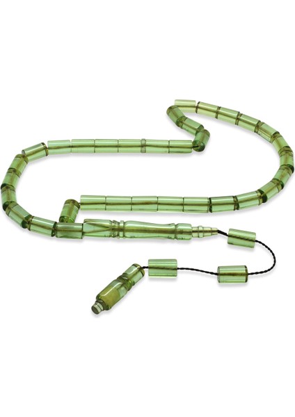 Sistemli Her Bir Tanesi Usta Işçilikli Kesme Kesim Su Yeşili Ateş Kehribar Tesbih