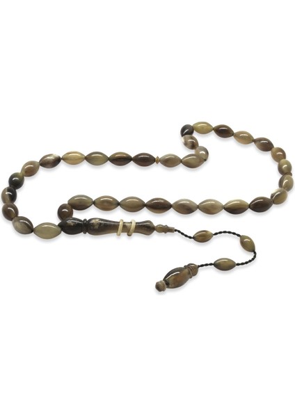 Sistemli Arpa Kesim Naturel Renk Bufalo Boynuzu Tesbih