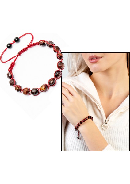 Makrome Örgülü Faset Kesim Kuvars Doğaltaş Kadın Bileklik fiyatları