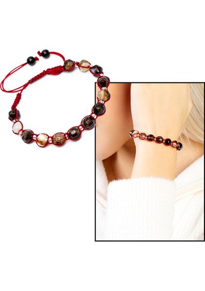 Makrome Örgülü Faset Kesim Madagaskar Akik Doğaltaş Kadın Bileklik fiyatları