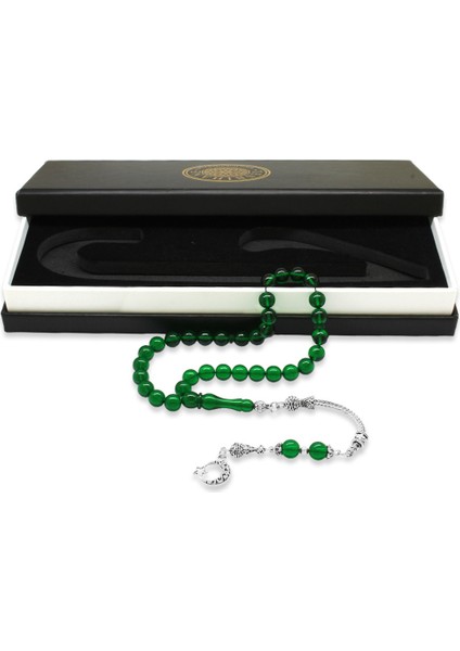 Kararmaz Metal Ayyıldız Püsküllü Küre Kesim Yeşil Ateş Kehribar Tesbih fiyatları