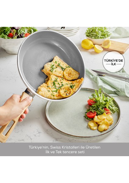 X Refika Birgül Swiss Crystal Wok Tava 28 Cm Creamy