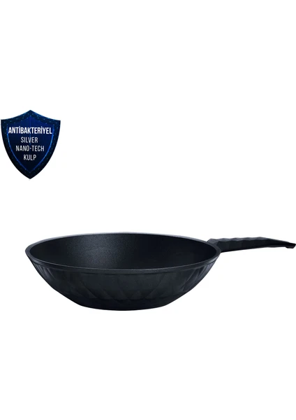 BioDiamond Antibakteriyel Kulp İndüksiyon Tabanlı Wok Tava 28 cm 2,9 Lt