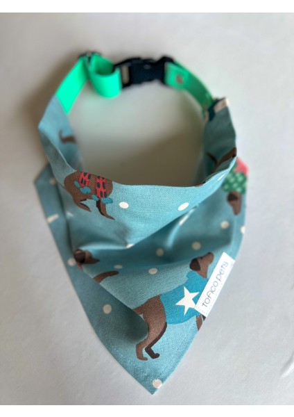 Köpek Desenli Mavi Bandana