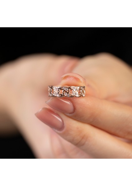 Beyaz Zirkon Taşlı Gurmet Tasarım Rose Renk Free Size 925 Ayar Gümüş Kadın Yüzük fiyatları