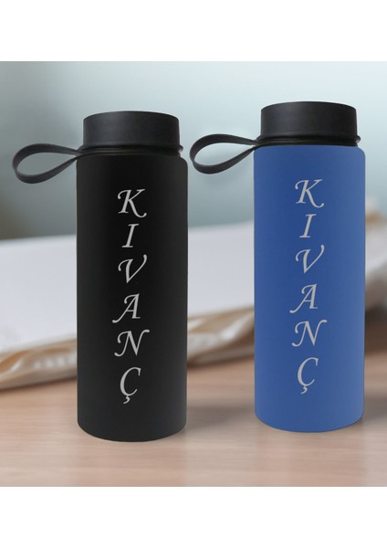 Gift Kişiye Özel Isimli 2’li Siyah ve Mavi Cam Matara 500ML, Sevgiliye Hediye, Isimli Cam Matara, Sevgililer Günü fiyatları