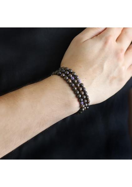 Hem Bileklik - Hem Kolye - Hem Tesbih 99LU Bronzite Doğaltaş Takı modelleri