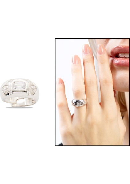 Su Damlası - Yıldız Süslemeli Silver Renk Free Size 925 Ayar Gümüş Kadın Yüzük fiyatları