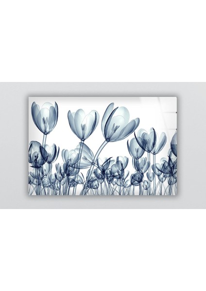 Xray Mavi Lale Çiçeği Temperli Cam Duvar Tablosu fiyatları