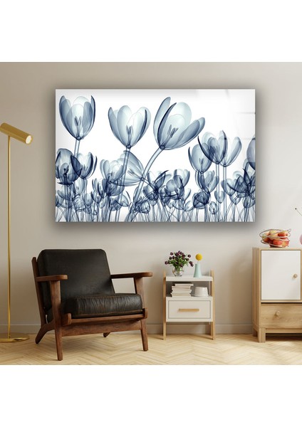 Xray Mavi Lale Çiçeği Temperli Cam Duvar Tablosu fırsatları