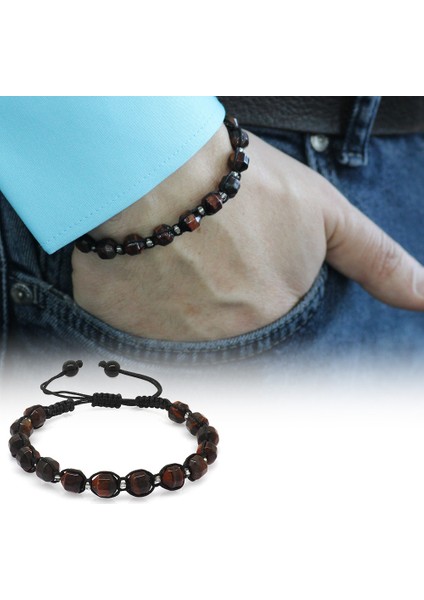 Makrome Örgülü Faset Kesim Kuvars Doğaltaş Erkek Bileklik fiyatları