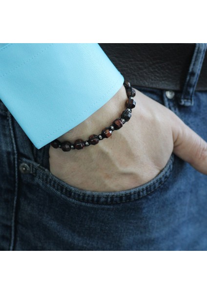 Makrome Örgülü Faset Kesim Kuvars Doğaltaş Erkek Bileklik modelleri