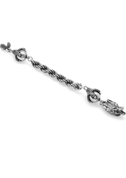 Kurt Başı Tasarım Halat Zincirli 925 Ayar Gümüş Püskül