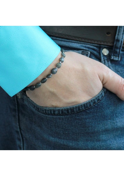 Makrome Örgülü Naturel Kesim Labradorit Doğaltaş Erkek Bileklik fiyatları