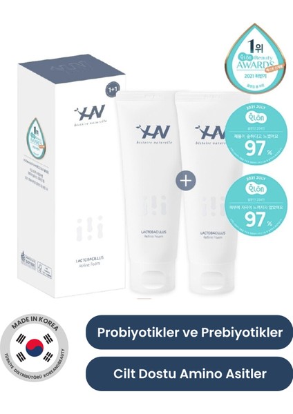 Hn Lactobacillus Refine Foam 80 + 80 G - Prebiyotik ve Probiyotik Içeren Yüz Temizleme Köpüğü