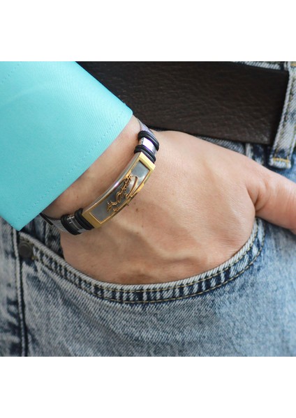 Mustafa Kemal Atatürk Imzalı Ayarlanabilir Silver-Gold Renk Çelik Erkek Hasır Bileklik modelleri