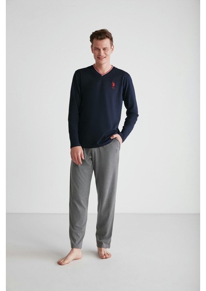 Uzun Kol V Yaka Erkek Pijama Takım 18752