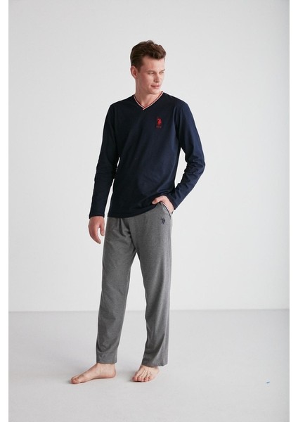 Uzun Kol V Yaka Erkek Pijama Takım 18752 modelleri