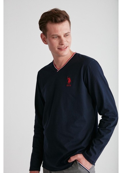 Uzun Kol V Yaka Erkek Pijama Takım 18752 fırsatları