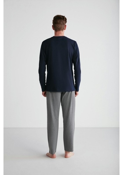 Uzun Kol V Yaka Erkek Pijama Takım 18752 indirimleri