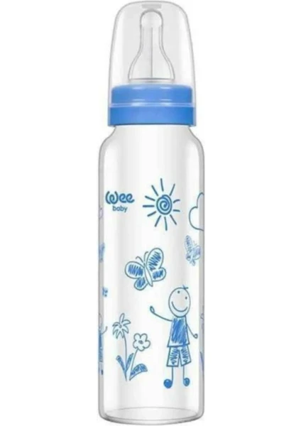 Wee Baby Isıya Dayanıklı Cam Biberon 240 ml 772 Mavi