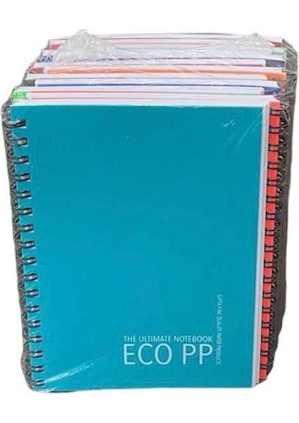 Eco Pp Spiralli Pp Kapak Defter A6 Cep Boy 60 Yaprak Çizgili 12'li 1 Paket