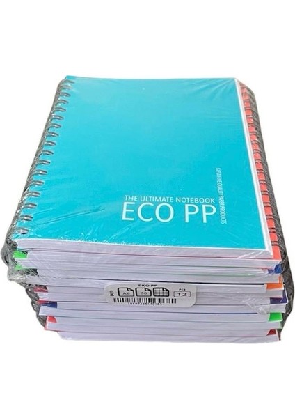 Eco Pp Spiralli Pp Kapak Defter A6 Cep Boy 60 Yaprak Çizgili 12'li 1 Paket