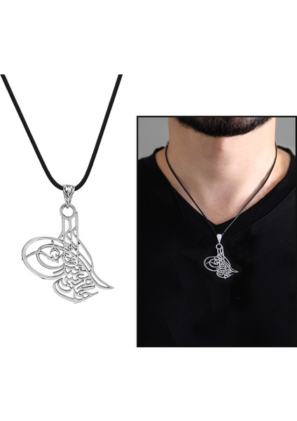 Osmanlı Tuğralı Lazer Kesim Ip Zincirli 925 Ayar Gümüş Erkek Kolye fiyatları