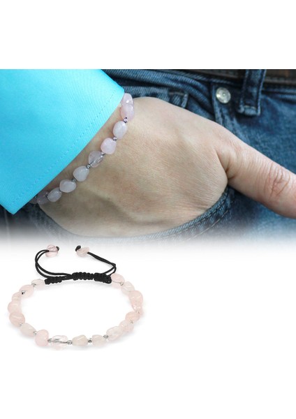 Makrome Örgülü Naturel Kesim Pembe Kuvars Doğaltaş Erkek Bileklik fiyatları