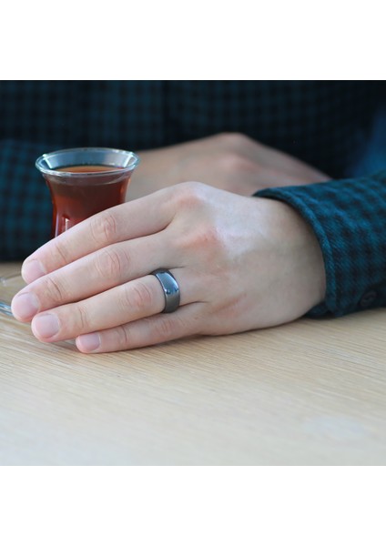 Metalik Gri Renkli Hematit Doğaltaş Erkek Yüzük (17 Ölçü) modelleri