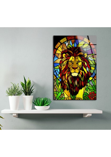 Vitraylı Aslan Soyut Temperli Cam Tablosu indirimleri