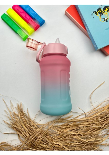 H20 Pipetli Renkli Polikarbon Spor Spor Matara Çocuk Genç Suluk Su Şişesi Suluk Su Şişesi 1000 ml