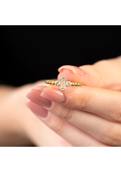Popcorn Tasarım Gold Renk Free Size 925 Ayar Gümüş Tria Kadın Yüzük fiyatları