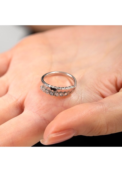 Beyaz Zirkon Taşlı Zarif Tasarım Silver Renk Free Size 925 Ayar Gümüş Kadın Yüzük fırsatları