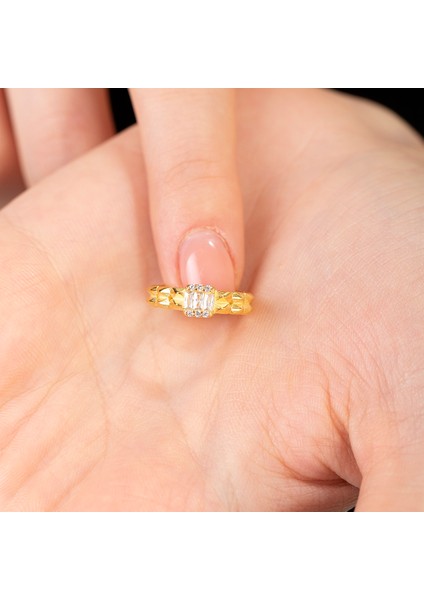 Beyaz Zirkon Taşlı Çark Tasarım Gold Renk Free Size 925 Ayar Gümüş Kadın Yüzük fırsatları
