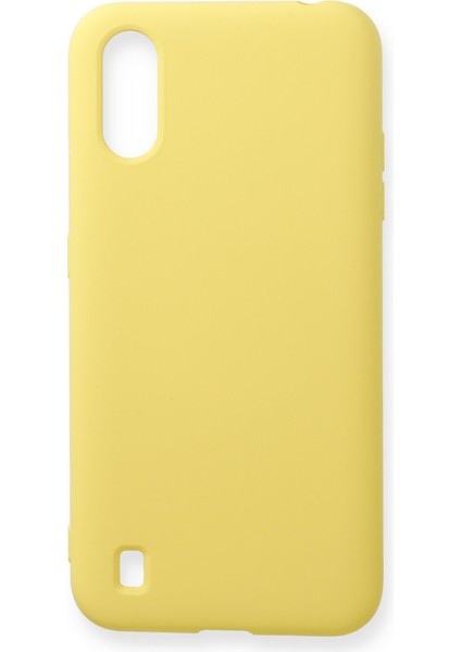 Samsung Galaxy A01 Kılıf Nano Içi Kadife Silikon - Sarı 300099