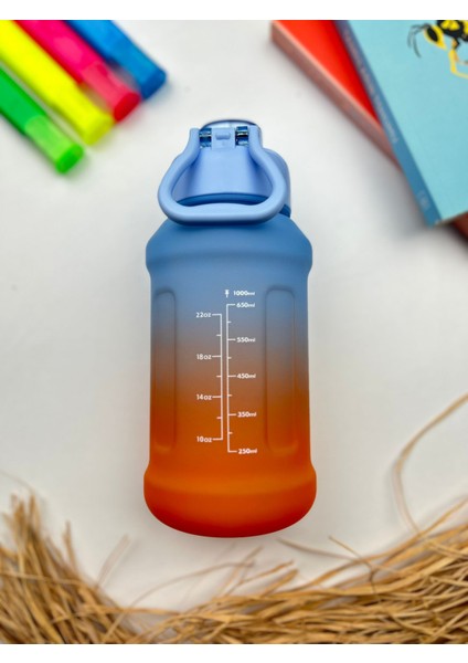 H20 Pipetli Renkli Polikarbon Spor Spor Matara Çocuk Genç Suluk Su Şişesi Suluk Su Şişesi 1000 ml