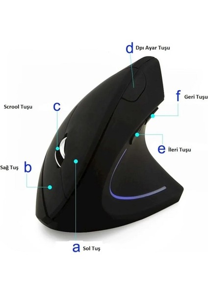 Kablosuz Ergonomik Dikey Mouse 80012001600 Dpı